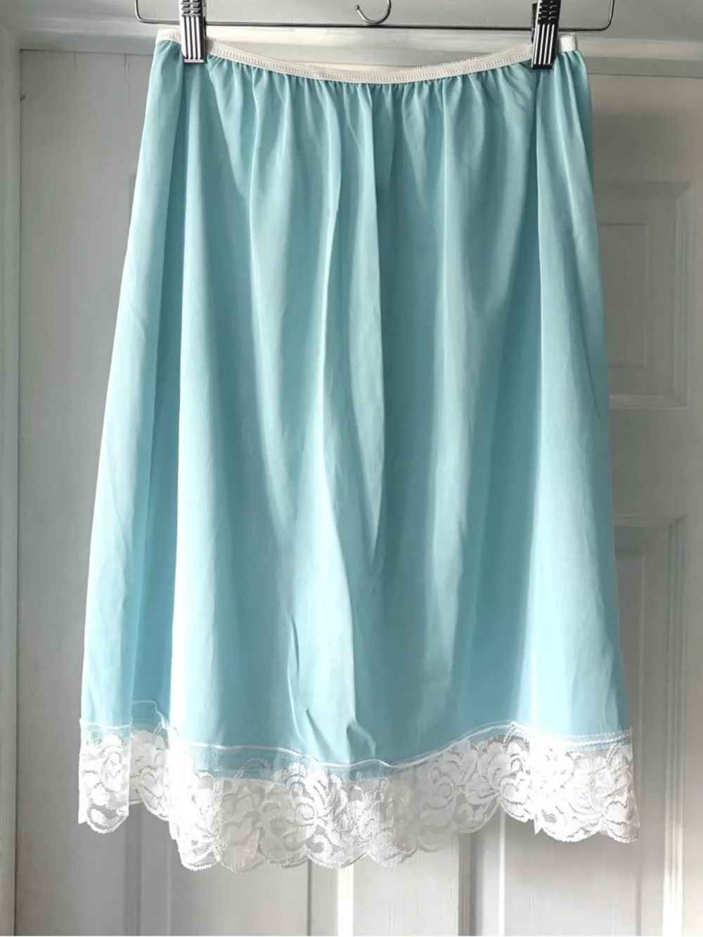Vintage Sky Blue Lace Trim Half Slip Size XL - Picture 1 of 11